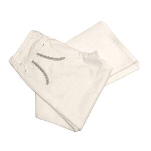 Crispy White Tex Jeans Boot Cut Mid Rise White Tag 27 Fit 30 Embroidery Pocket